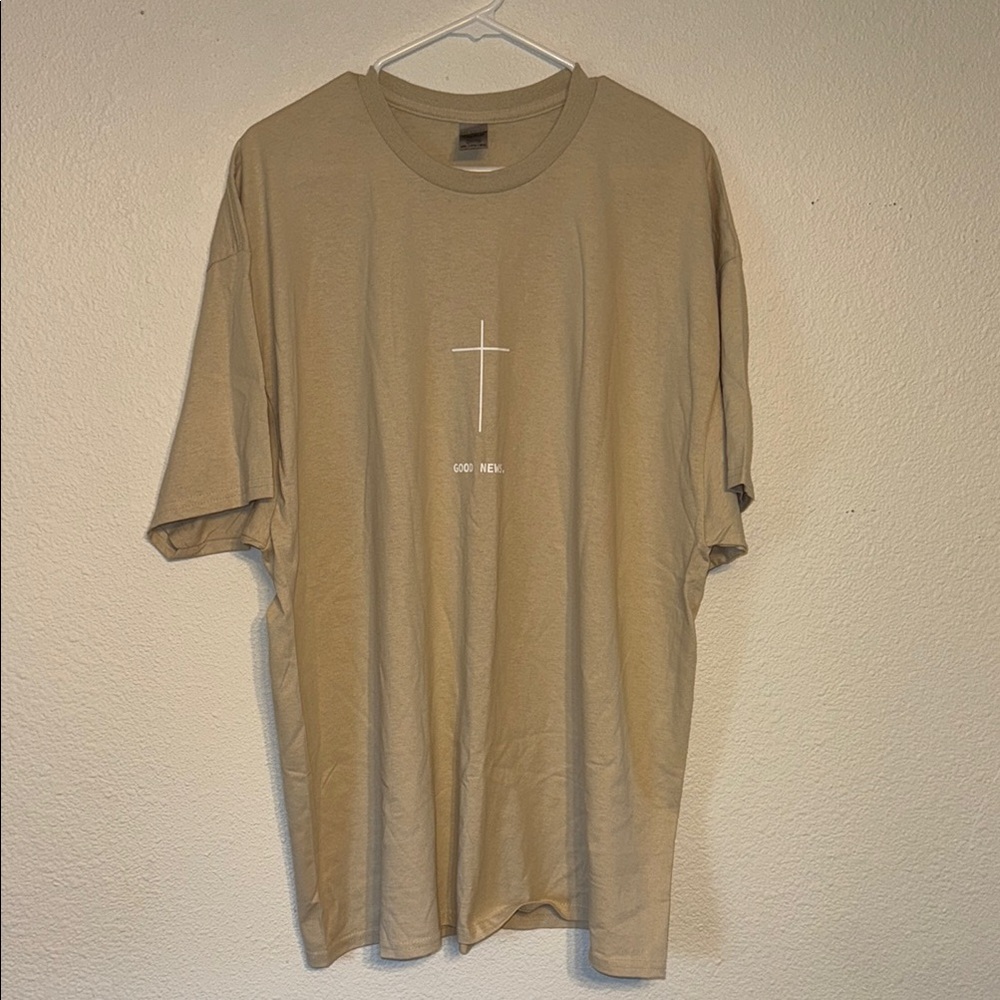 Tan Short Sleeve Tee with Minimalist Design
